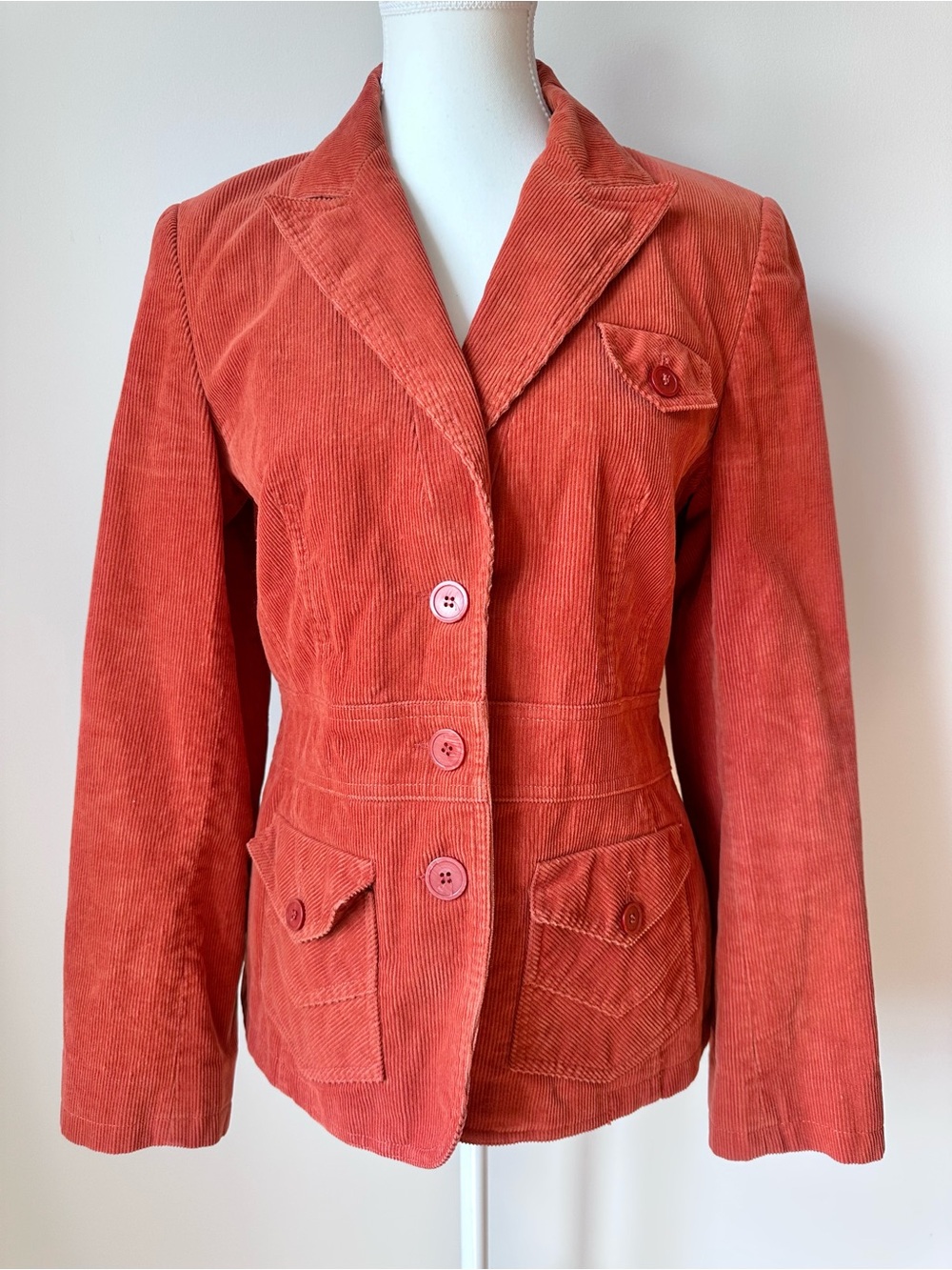 Vintage Y2K Le Chateau Terracotta Burnt Orange Corduroy Retro Blazer Jacket - M